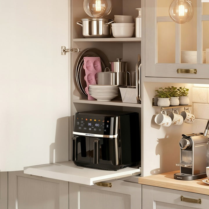 Didelė oro gruzdintuvė 10,2 l, XL dvigubos kameros, Berdsen BD-657, 1700 W, juoda
